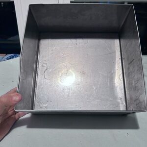 Vintage Square Metal Baking Pan 10” by 10” by 5”- pop out bottom- preloved